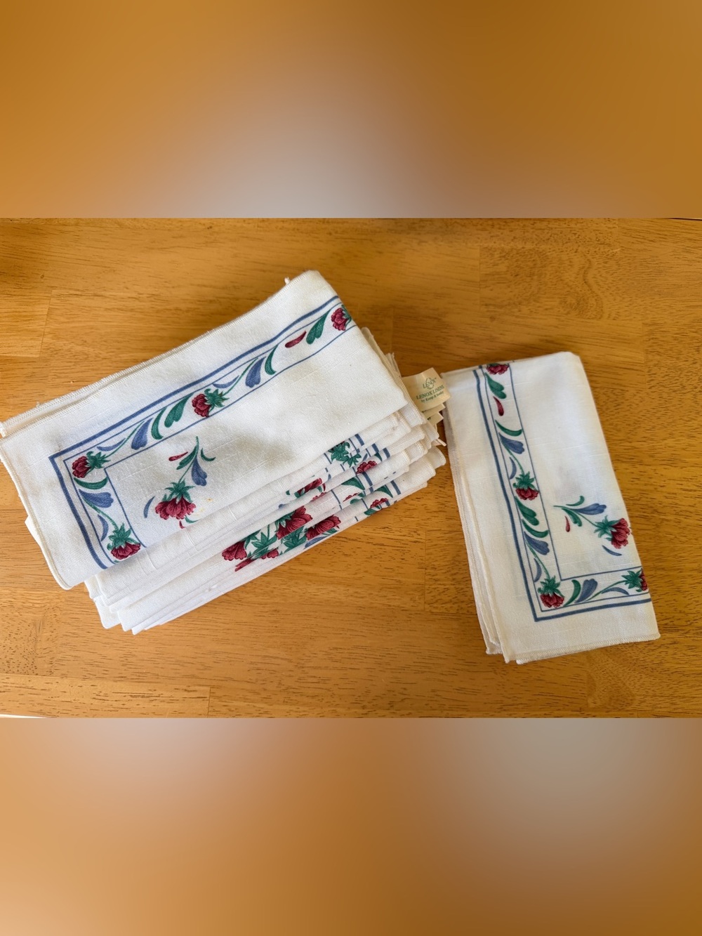 Lenox Poppies on Blue Napkins - Set of 12